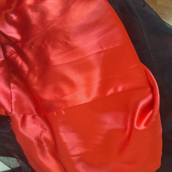 Whimsigoth Strapless Gown Corset Bridal Red & Black Lace Netting 20 / 22 - Picture 10 of 16